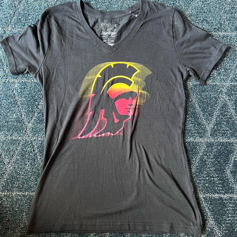 Womens size small US university of Southern California Trojan black vneck